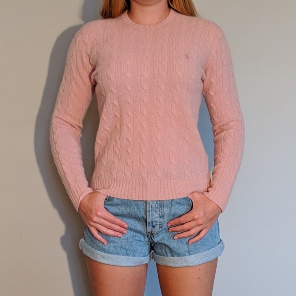 Pink Ralph Lauren Sport Cableknit Sweater